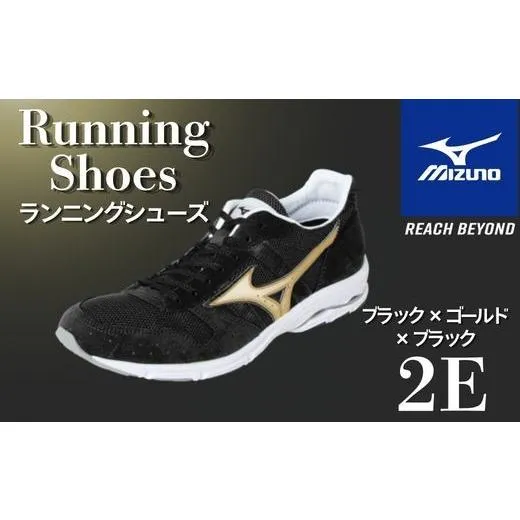 ふるさと納税 ファッション 靴 兵庫県 宍粟市 AO80　ミズノ ランニングシューズ ブラック×ゴールド×ブラック 2E ジョギング ランニング マラソン シューズ …