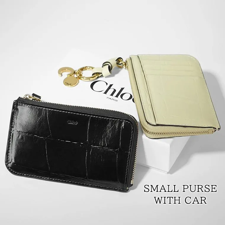 クロエ Chloe レディース コインカードケース SMALL PURSE WITH CAR CHC24WP944O24 BLACK ブラック 001 VEGETAL BEIGE 23N 24aw