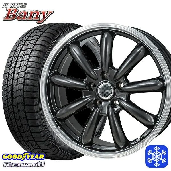 185/60R15インチ グッドイヤー アイスナビ8 ICE NAVI8 5H100 スタッドレスタイヤホイール4本セット MONZA JPスタイル BANY バーニー