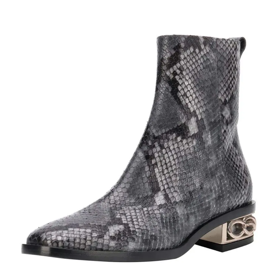 【並行輸入品】YDN Women Casual Square Closed Toe Ankle Boots Chunky Block Low