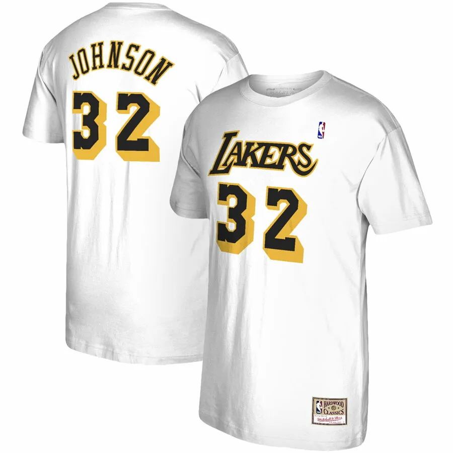 NBA マジック・ジョンソン レイカーズ Tシャツ 現地買付品 ネーム\u0026ナンバー T-Shirt ミッチェル＆ネス/Mitchell \u0026 Ness ホワイト