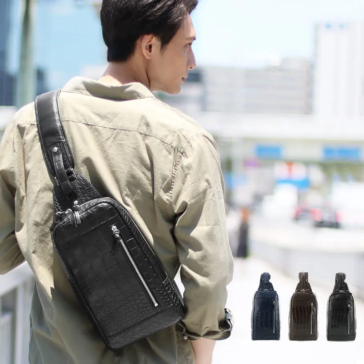 ボディバッグ メンズ 父の日 クロコダイル マット 本革 (No.06001124-mens-1) 保証書 付き【爆買!!】