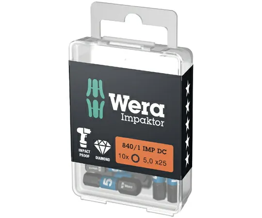 Wera ヘックスプラス ダイヤモンドコーティングドライバービット 10個入り 刃先サイズ5 全長25mm 057605 販売単位：1セット(10点入)