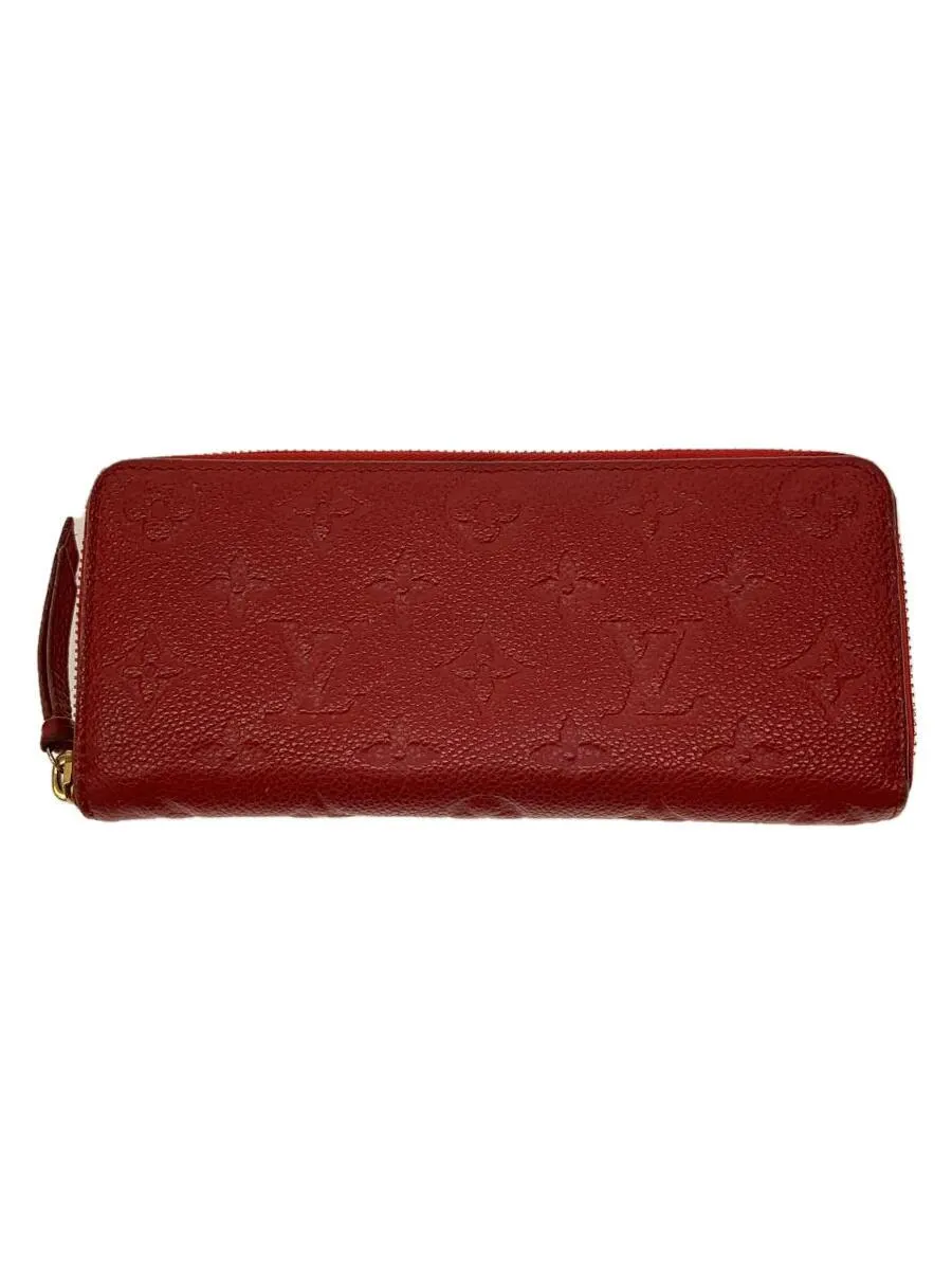 【中古】LOUIS VUITTON◆ジッピー・ウォレット_モノグラム・アンプラント_RED/牛革/RED/レディース【服飾雑貨他】
