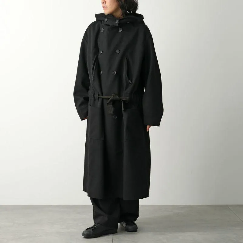 Y-3 ワイスリー ボンデッド メルトンコート BONDED MELTON COAT JX4822 ウール混 フーテッド ロング オーバーサイズ ロゴベルト BLACK