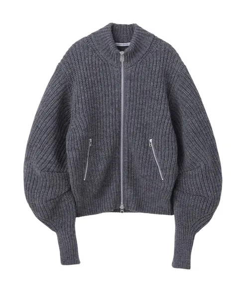 セーター ニット RIBED MASSIVE ROUNDED SLEEVE ZIP-UP KNIT JACKET メンズ