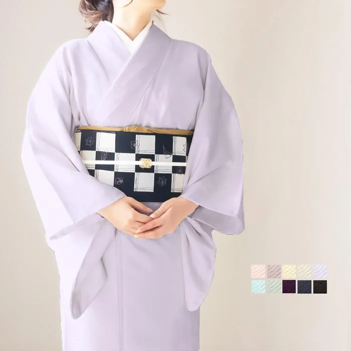 (女単衣 東レ 地紋) 洗える着物 単衣 10colors 色無地 着物 日本製 女性 レディース 東レ シルジェリー 大きいサイズ トールサイズ コスプレ M/L/BL