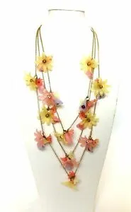 【送料無料】ジュエリー・アクセサリー マルチカラーアートマルチワイヤーロングネックレスドルマンビcollana lunga multifilo con fiori in resina multicolor art b000092   dolman bi
