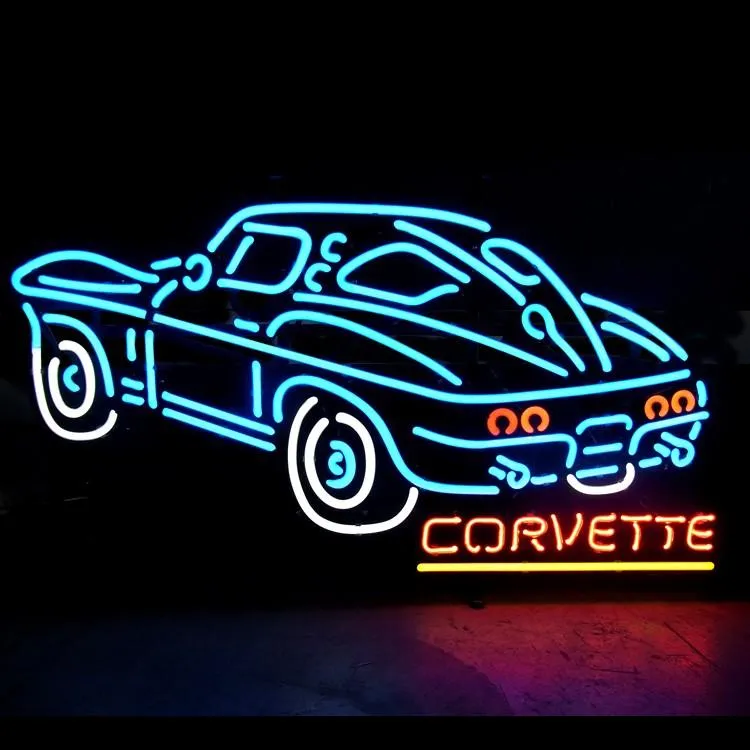アメリカンネオンサイン ＜CORVETTE コルベット＞サイズ：36×72cm ネオン管 ガレージング  アメリカ雑貨 アメリカン