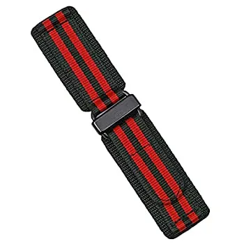 【中古】【輸入品・未使用】B \u0026 R バンド 24mm ブラック/レッド ボンド ナイロン フック N ループ 腕時計バンド ストラップ - ブラック ステンレススチール - ミディアムレ