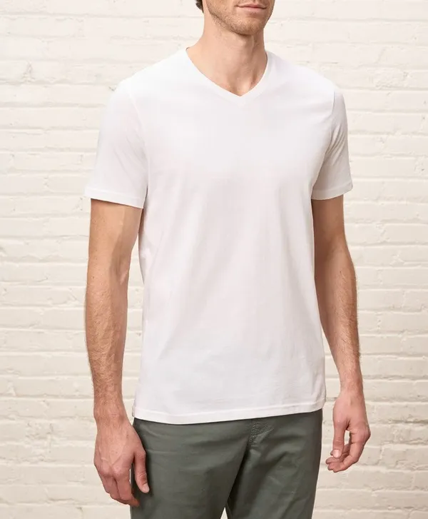 パクト メンズ トップス Tシャツ Vネック コットン Pact Organicotton Menoftspun Essential V-Neck Tee White ホワイト
