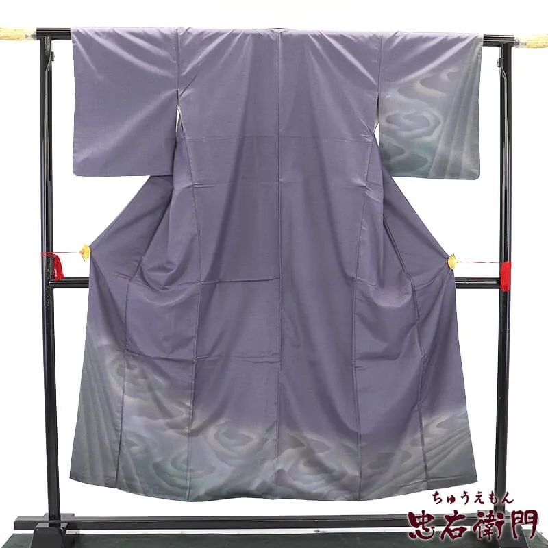 【中古】 紬 付下げ 袷 レディース 正絹 紫 ぼかし 上品 身丈155.5cm 裄丈65cm カジュアル Mサイズ相当 リサイクル着物 リユース着物 中古着物 送料無料 即日発送
