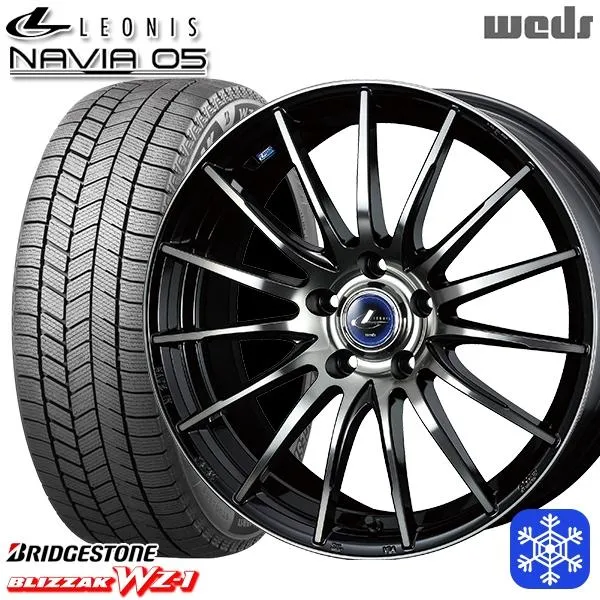 4/17〜19 P10倍 235/55R18インチ ブリヂストン ブリザック WZ-1 WZ1 5H114.3 スタッドレスタイヤホイール4本セット ウェッズ レオニス ナヴィア05 BPB