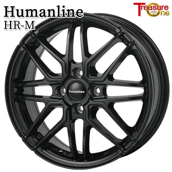 4/17〜19 P10倍 ライズ等 トレジャーワン ヒューマンライン HR-M BK 16インチ 6.0J 4H100 +50 ブラック アルミホイール単品 1本 4本以上送料無料
