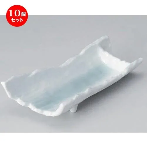 10個セット ☆ 向付 ☆青磁竹割前菜皿 [ 30.8 x 13 x 8cm 875g ] 【 料亭 旅館 和食器 飲食店 業務用 】