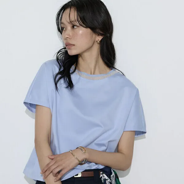 〔 TALLサイズ 〕 ダブルフェイス ニット付きTシャツ／コムサ（COMME CA）
