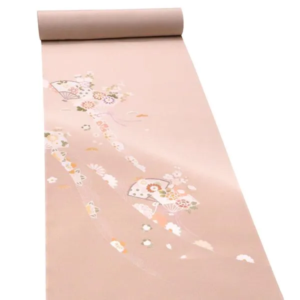 付下 訪問着 販売 仕立て付き 京友禅 着物 新品 販売 購入 袷 単衣 ピンク 扇面 正絹 お茶会 h-569