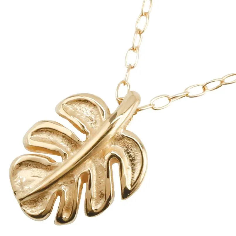 ハワイアンジュエリー モンステラ ネックレス トップ ピンクゴールドk18 18k ペンダント 18金 チェーン 人気 プレゼント 女性 送料無料 セール 爆買