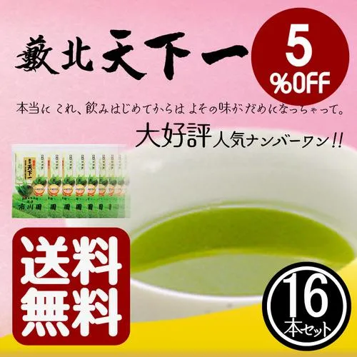 掛川茶 深蒸し茶 薮北 天下一 100g×16袋セット 送料無料(北海道 沖縄を除く)  静岡茶 お茶 緑茶