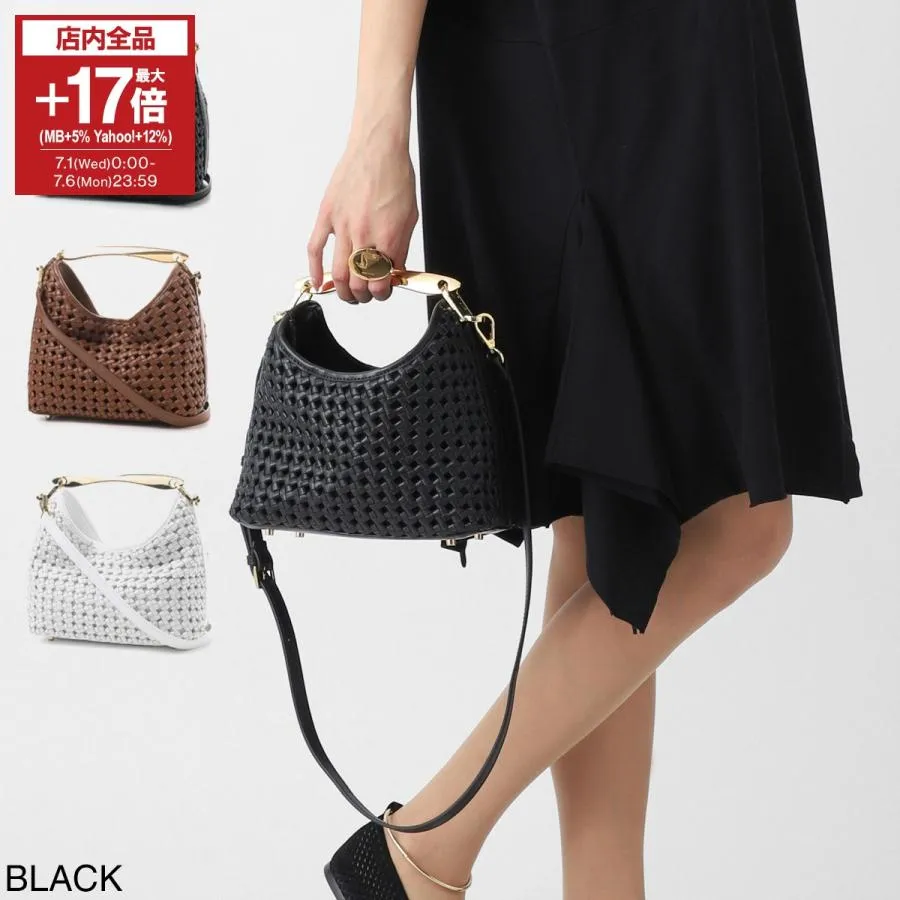 エレメ Elleme ハンドバッグ 2WAY Small Boomerang Woven Leather ショルダーバッグ レディース small-boomerang-woven-leather-black