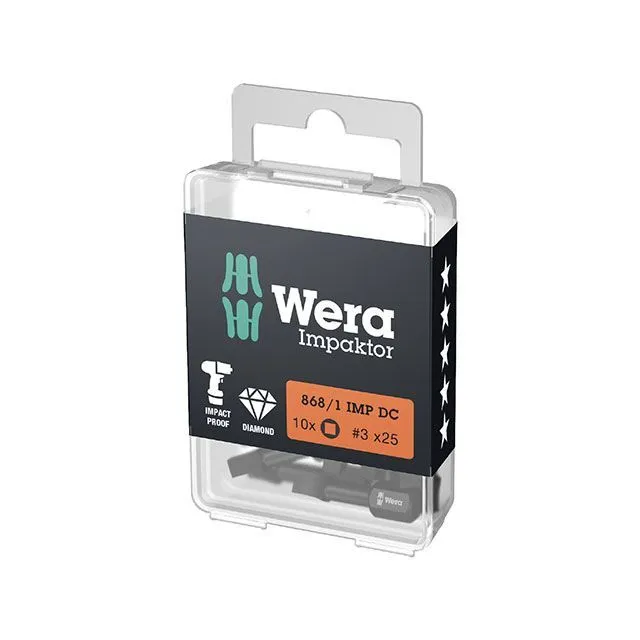 WERA 057632 10本入 差込6.35mm 四角インパクトビット 四角サイズ3 ・057632 ヴェラ ハンドツール