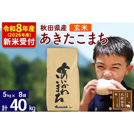 ふるさと納税 ※R8産 新米予約※ 秋田県産 あきたこまち 40kg【玄米】(5kg小分け袋) 【1回のみお届け】2026年産 令和8年産 お米 藤岡農産 秋田県北秋田市