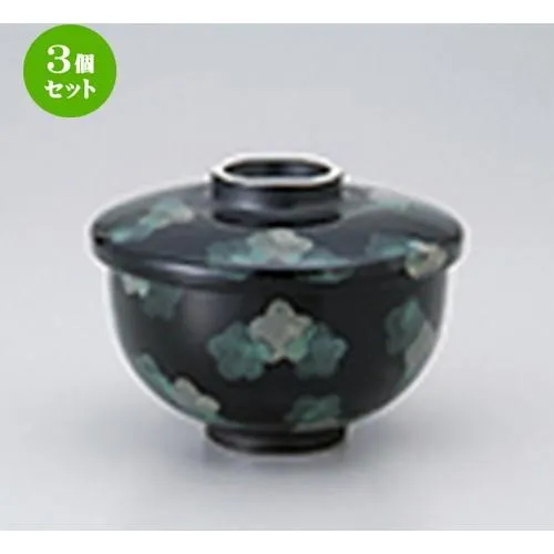 3個セット 蒸碗 和食器 / 花紋ちらしむし碗（大） 寸法：11 x 8.8cm ・ 360cc