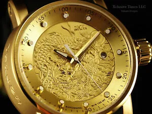 【送料無料】腕時計 インビクタメンズヤクザドラゴンマットゴールドブラウンストラップウォッチinvicta mens s1 yakuza dragon 24j automatic 18k matte gold ip brown strap watch