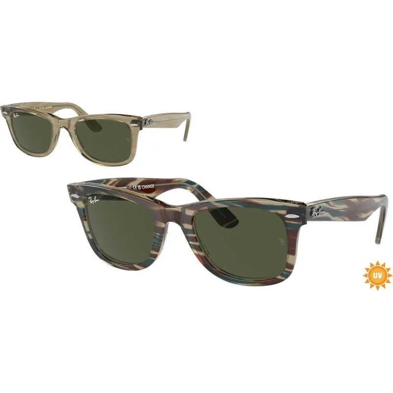 レイバン　サングラス ORIGINAL WAYFARER CHANGE(Low Bridge Fit) RB2140F 138731 52mm フォトクロミックストライプグレー/グリーン