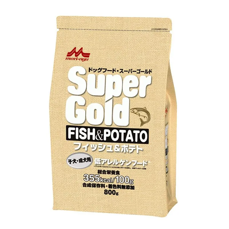 〔まとめ〕 ドッグフード ペットフード スーパーゴールド フィッシュ＆ポテト 子犬・成犬用 800g 12セット ペット用品