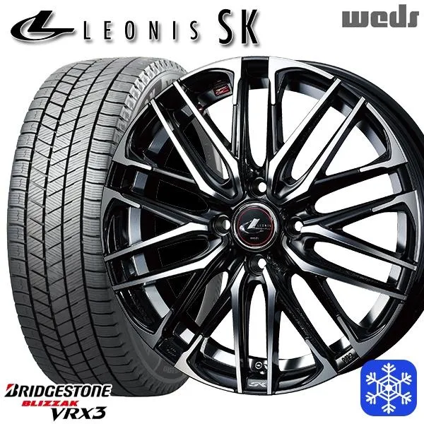 ハスラー 165/65R14インチ ブリヂストン ブリザック VRX3 4.5J 4H100 スタッドレスタイヤホイールセット ウェッズ レオニス SK PBMC