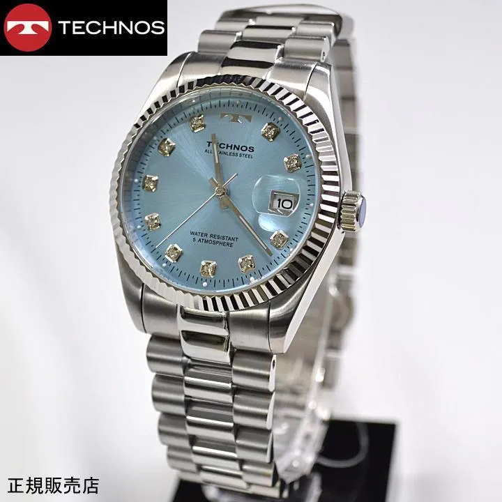 テクノス(TECHNOS) 腕時計　5気圧防水　T9604SI  アイスブルー文字盤 10ポイント クオーツ　【最安値挑戦】【贈り物】【ギフト包装】【プレゼント】