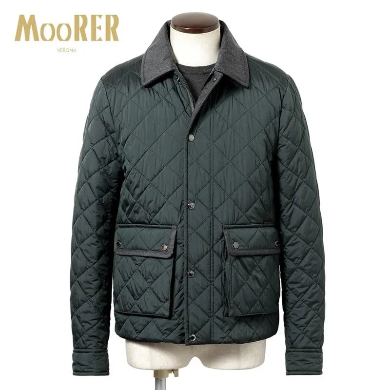 【SALE】ムーレー MOORER ／ 撥水超軽量ストレッチマットナイロンキルティングブルゾン「DARDANO-S3C」（MALACHITE／マラカイトグリーン）