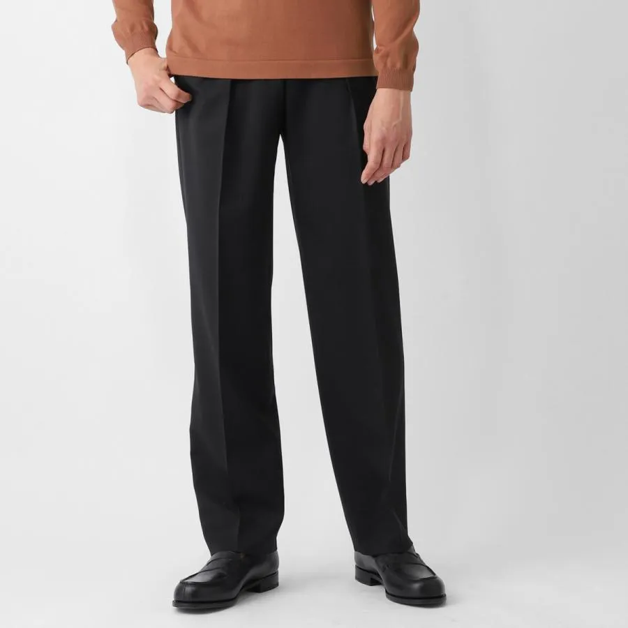ブリリア BRIGLIA 1949 ツープリーツ スラックス CITYS EASY FIT ウールパンツ ブラック メンズ citys-400100-10