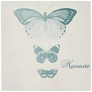 【中古】【輸入品・未使用】3dRose Namaste Pretty Blue Butterflies Inspirational Art - Mouse Pad%ｶﾝﾏ% 8 by 8 (mp_130544_1) [並行輸入品]