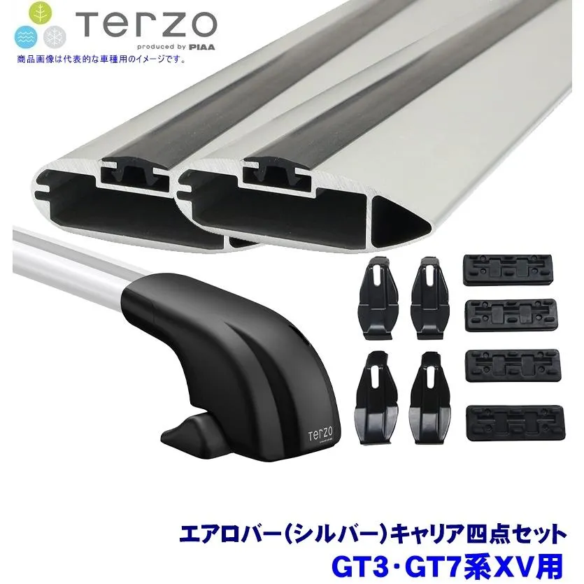 TERZO テルッツオ テルッツォ GT3/GT7系XV(H29.5〜ルーフレール無)用ベースキャリア フット＋エアロバー(シルバー)＋ホルダー四点セット