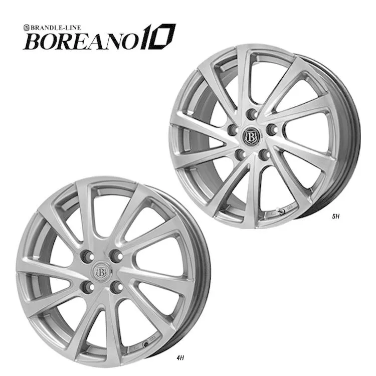 15インチ 4H100 6J 6J+50 4穴 ホイール 【1本単品 新品】 メタリックグレー BOREANO10 送料無料 ブランドルライン