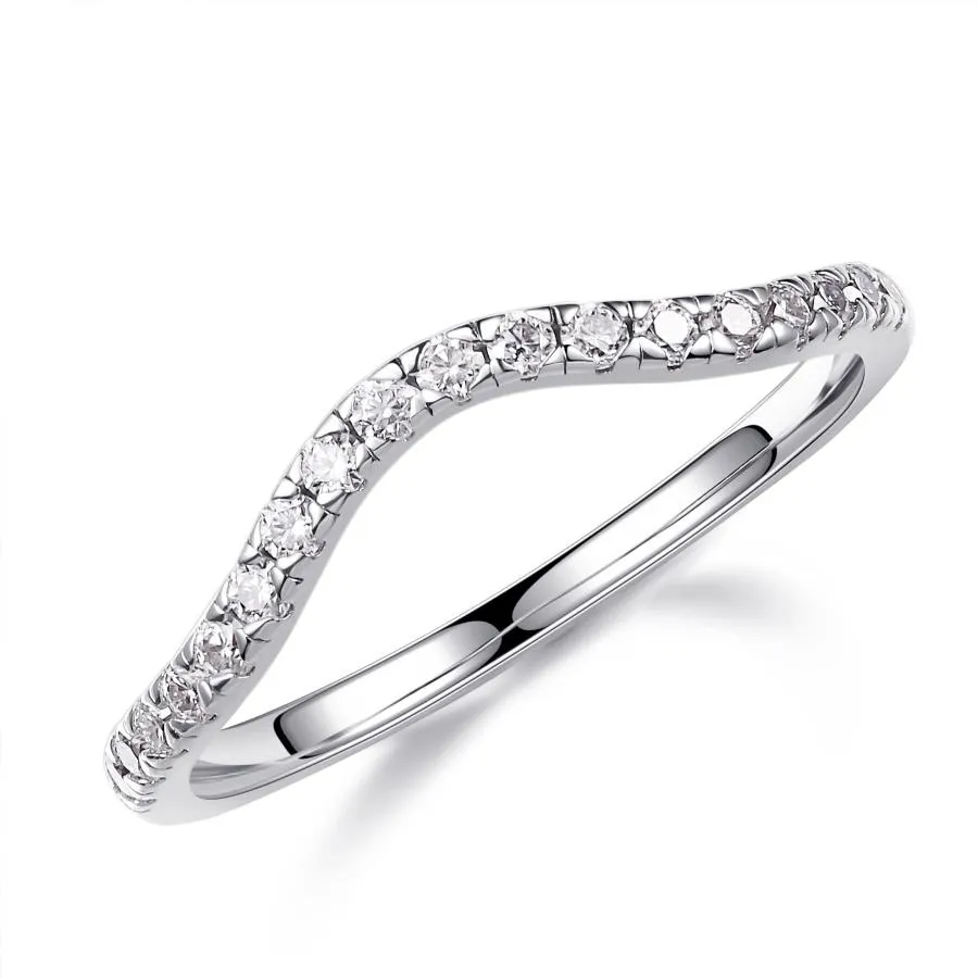 【並行輸入品】1.8mm モアッサナイト カーブ 結婚指輪 女性用 D カラー VVS1 クラリティ ラウンドカット 人工ダイヤモンド ハーフエ