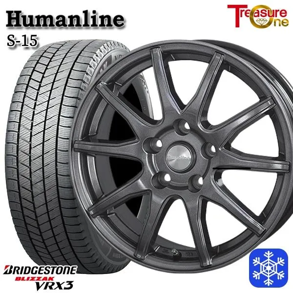 235/50R18インチ ブリヂストン ブリザック VRX3 5H114.3 スタッドレスタイヤホイール4本セット ヒューマンライン S15 GM