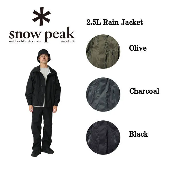 【SNOW PEAK】スノーピーク 2.5L Rain Jacket メンズ レインウェア レインコート ジャケット アウトドア キャンプ 雨合羽 自転車 S/M/L 3カラー【正規品】