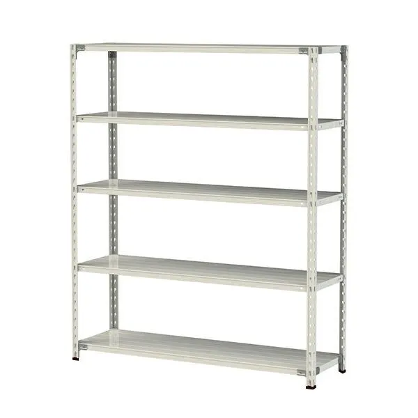 ●u.ヤマキン/山金工業【1.5S6545-5W】ボルトレス軽中量ラック(150kg/段) 5段 間口1500mm ホワイトグレー 組立式
