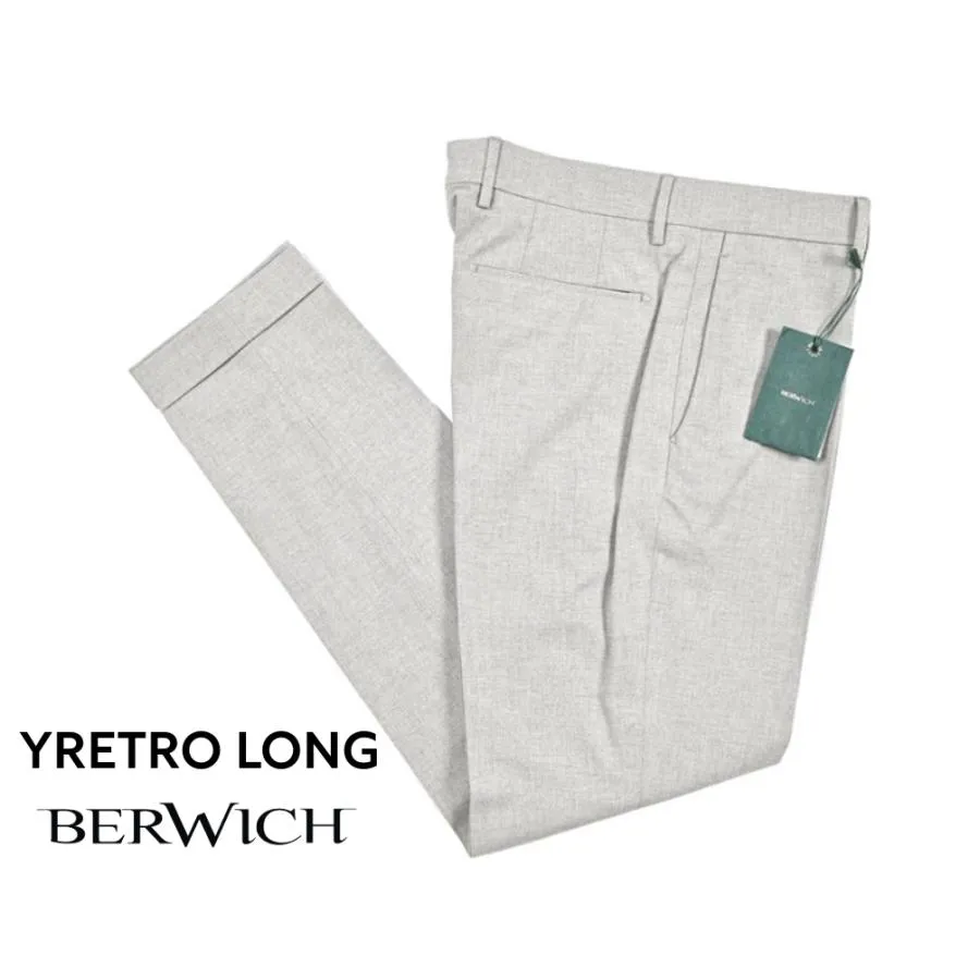 BERWICH ベルウィッチ / YRETRO LONG コットンスラックス ノータック パンツ コットン ストレッチ ライトグレー