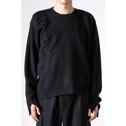 アン・ドゥムルメステール Ann Demeulemeester WALDON DESTROYED SEED STITCH CREW NECK SWEA