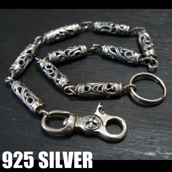シルバー925ウオレットチェーン【唐草】シルバーアクセ ブレスレット シルバー925