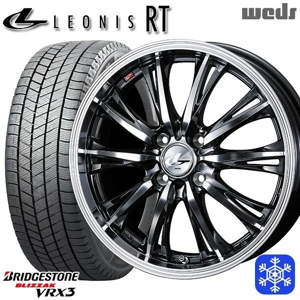 デリカミニ 165/55R15インチ ブリヂストン ブリザック VRX3 4H100 スタッドレスタイヤホイール4本セット ウェッズ レオニス RT BMCMC