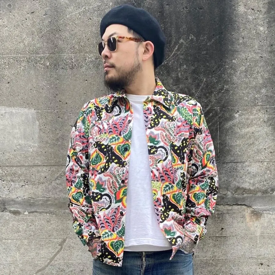 ノースノーネーム 長袖シャツ プリントフランネル ハワイアン メンズ ホワイト NORTH NO NAME PRINT FLANNEL SHIRTS WHITE