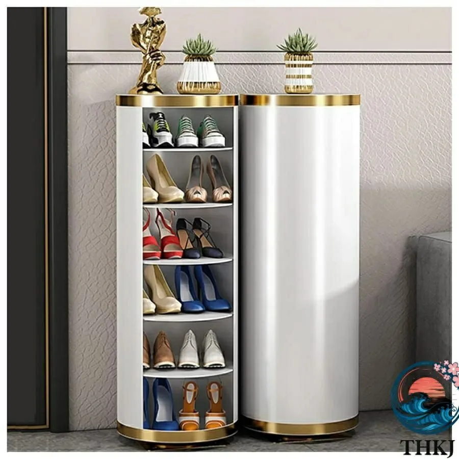 【全品2点で5%OFF】回転式シューズラック 多段靴棚 狭い玄関対応 大容量 省スペース 家庭用収納家具