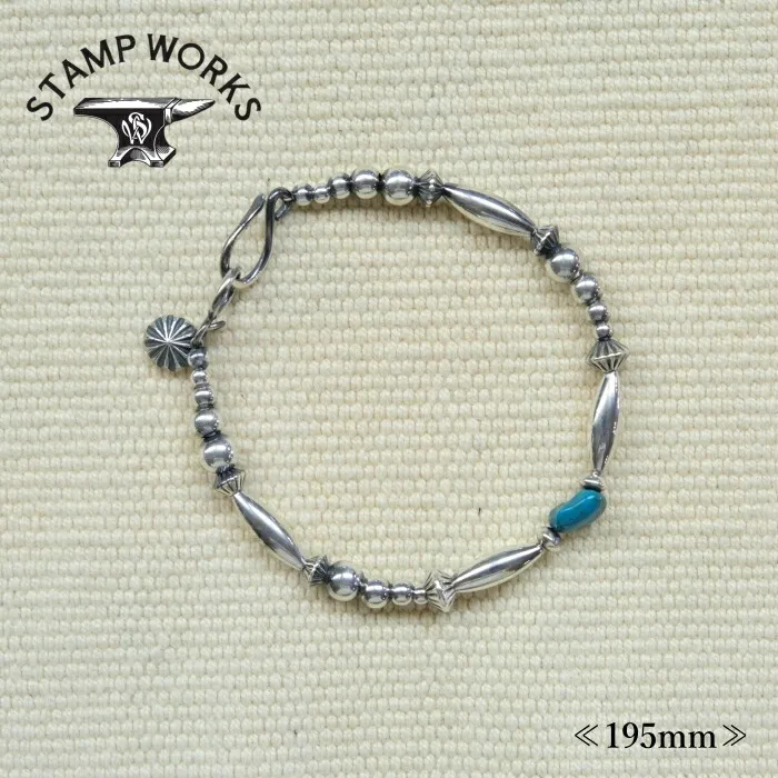 STAMP WORKS スタンプワークス【SWB-008195】【Beads Bracelet】≪195ｍｍ≫ビーズブレスレット ターコイズ アクセサリー SILVER925 ハンドメイド