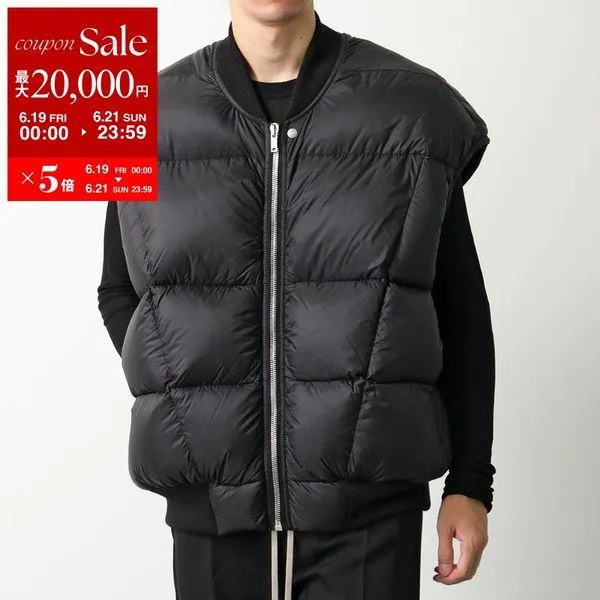 Rick Owens リックオウエンス ダウンベスト LUXOR FLIGHT VEST RU02D6747 NPD3 メンズ ナイロン ジップアップ ジレ 軽量 BLACK