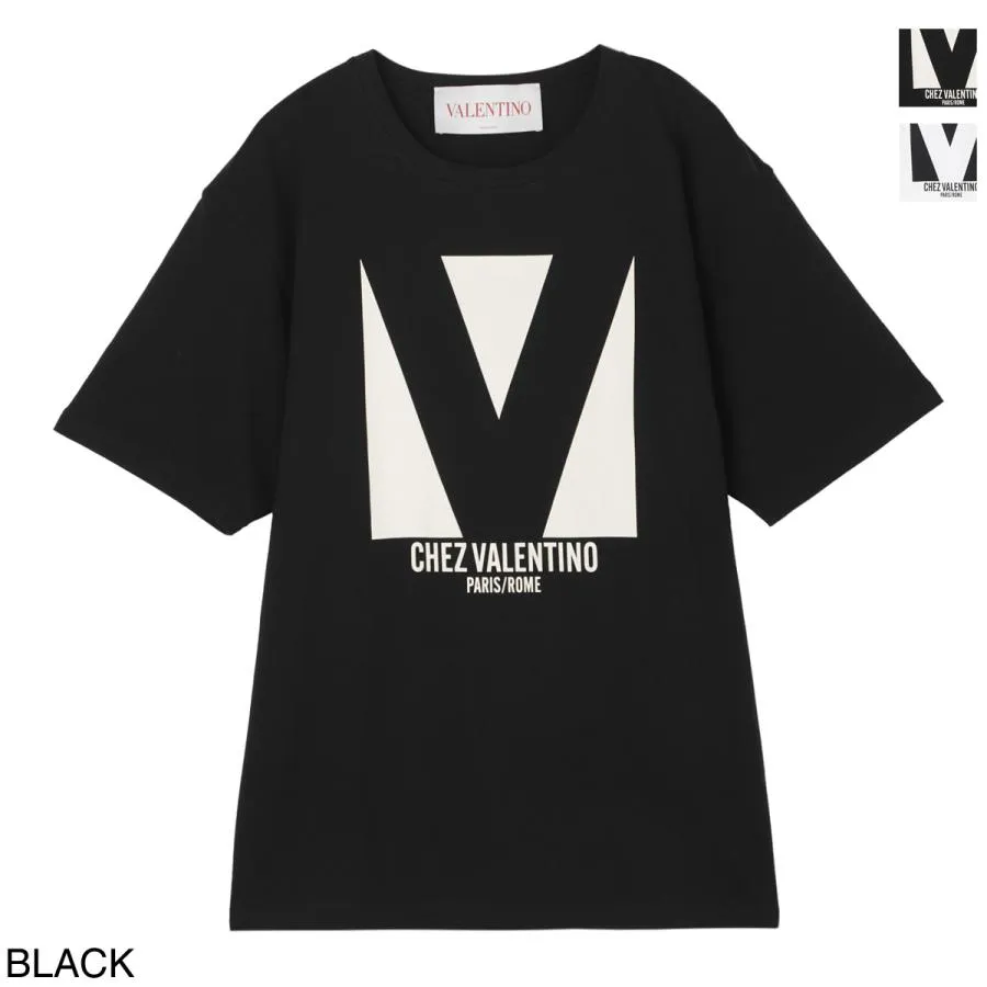 ヴァレンティノガラヴァーニ VALENTINO GARAVANI クルーネックTシャツ COTTON T-SHIRT WITH CHEZ VALENTINO PRINT メンズ 6v3mg16paq9-0no